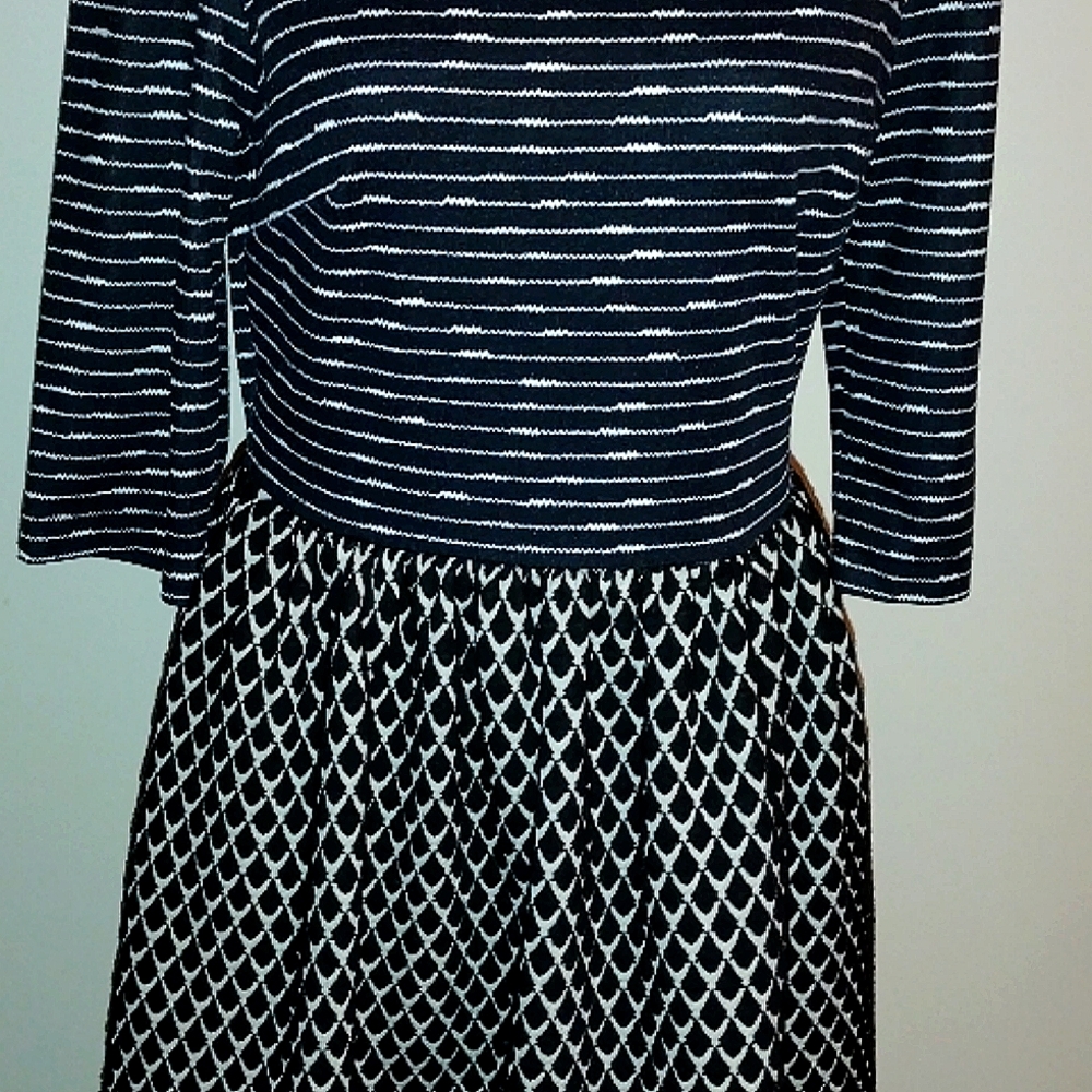 Beautiful Black cocktail  dress with white and black striped